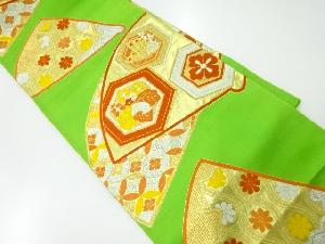 アンティーク　扇に花・古典柄模様織出し袋帯（材料）